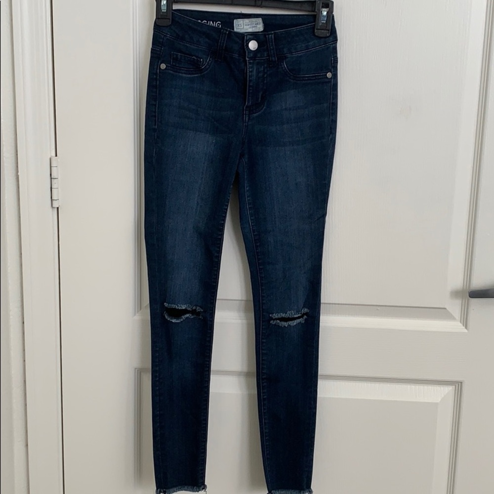 Blue Asphalt Ankle Jegging with Knee Slits 🦋